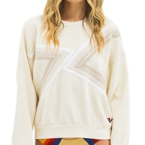 Aviator Nation Blaze Crew Sweatshirt Vintage White